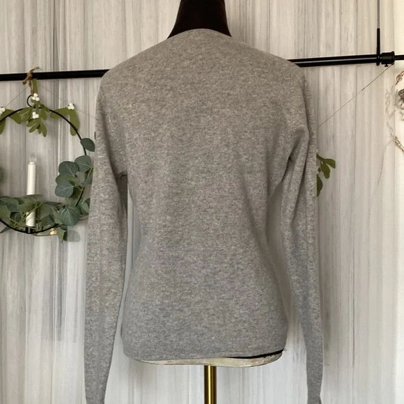 REDUCED FTC 100% (Fair Trade Cashmere) crew pullover sweater heather grey/pink - Picture 4 of 17